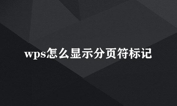 wps怎么显示分页符标记