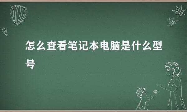 怎么查看笔记本电脑是什么型号