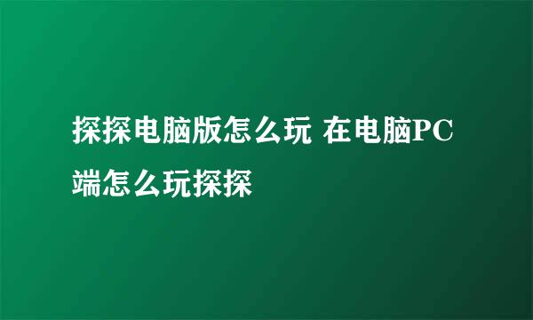 探探电脑版怎么玩 在电脑PC端怎么玩探探