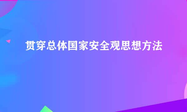 贯穿总体国家安全观思想方法