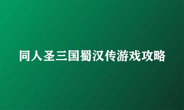 同人圣三国蜀汉传游戏攻略