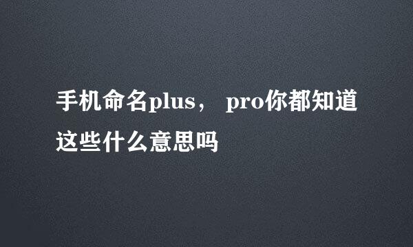 手机命名plus， pro你都知道这些什么意思吗
