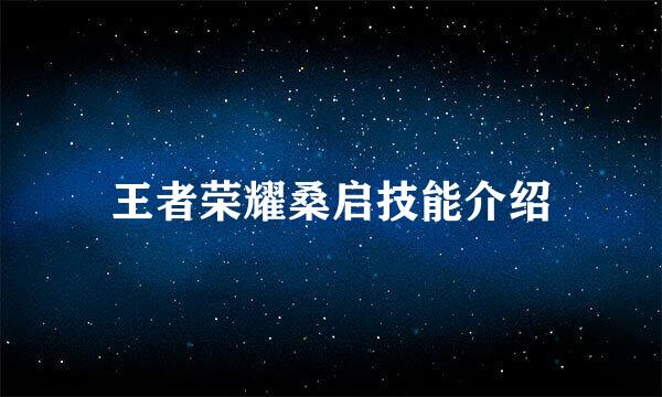 王者荣耀桑启技能介绍