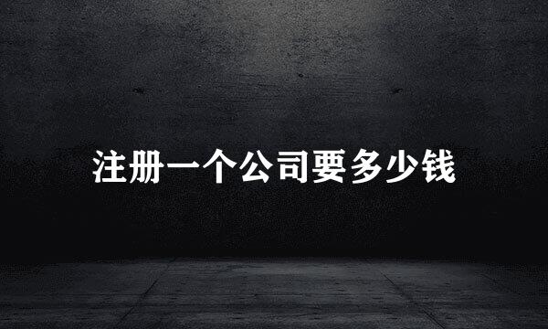 注册一个公司要多少钱