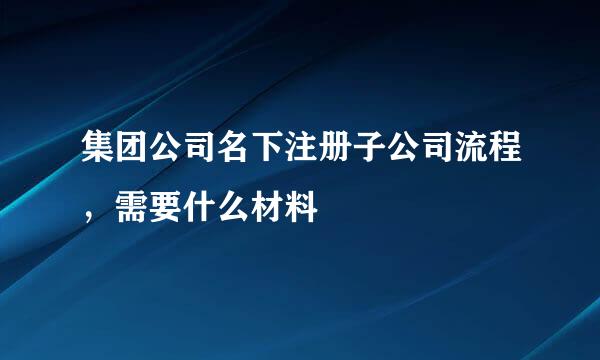 集团公司名下注册子公司流程，需要什么材料