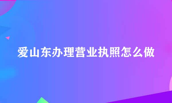 爱山东办理营业执照怎么做