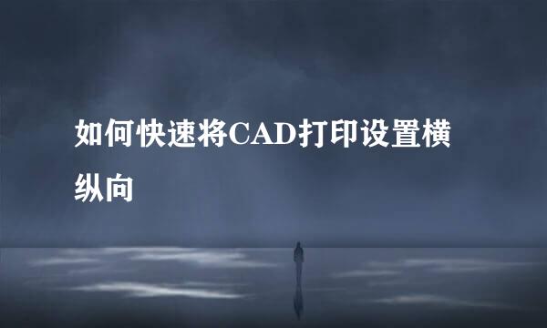 如何快速将CAD打印设置横纵向
