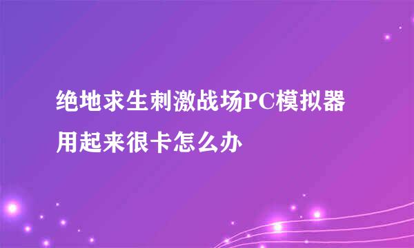 绝地求生刺激战场PC模拟器用起来很卡怎么办