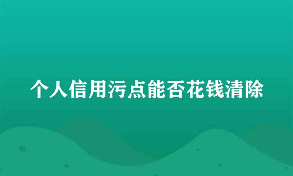 个人信用污点能否花钱清除
