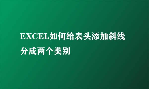 EXCEL如何给表头添加斜线分成两个类别