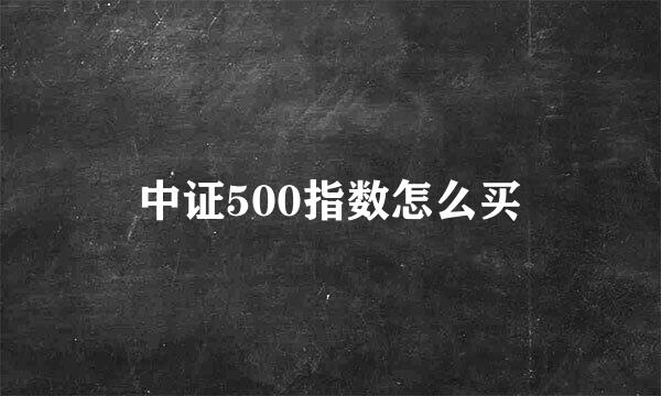中证500指数怎么买