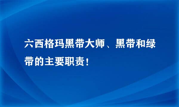 六西格玛黑带大师、黑带和绿带的主要职责！