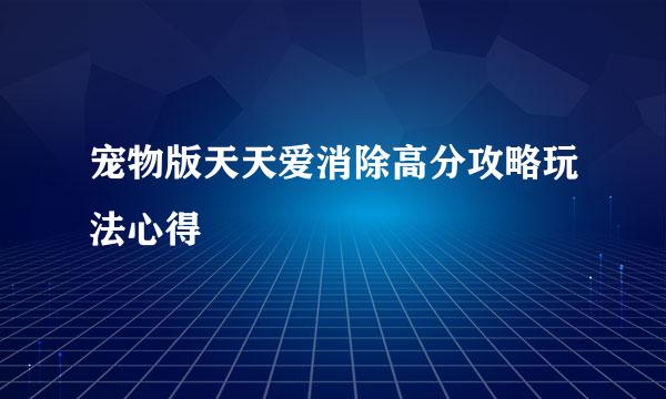 宠物版天天爱消除高分攻略玩法心得