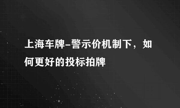 上海车牌-警示价机制下，如何更好的投标拍牌