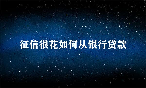 征信很花如何从银行贷款