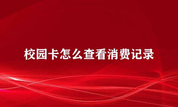 校园卡怎么查看消费记录