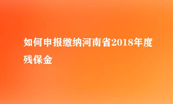 如何申报缴纳河南省2018年度残保金