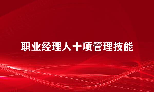 职业经理人十项管理技能