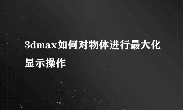 3dmax如何对物体进行最大化显示操作