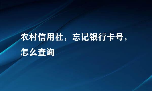 农村信用社，忘记银行卡号，怎么查询