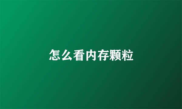 怎么看内存颗粒