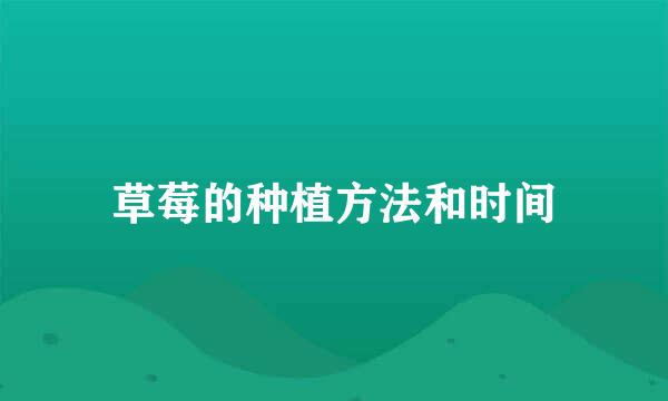 草莓的种植方法和时间