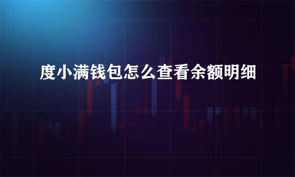 度小满钱包怎么查看余额明细
