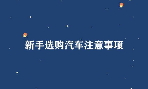 新手选购汽车注意事项