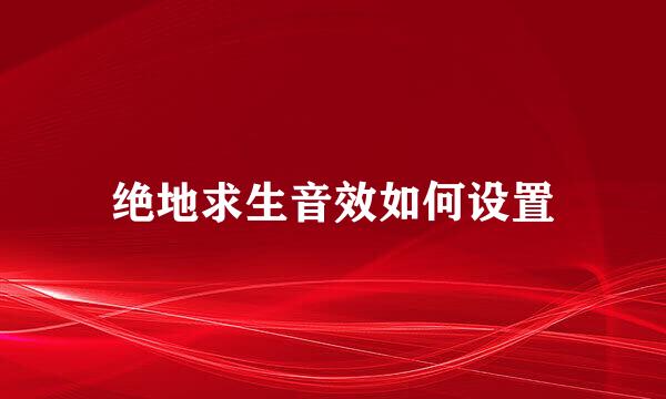 绝地求生音效如何设置