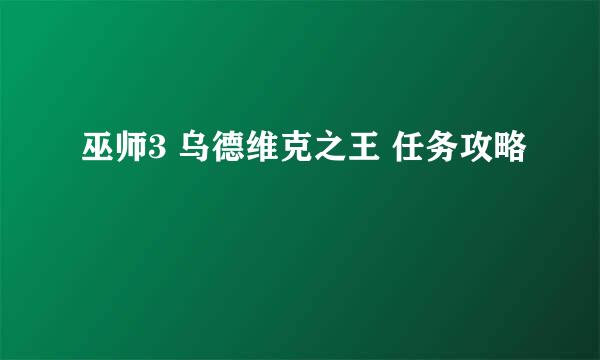 巫师3 乌德维克之王 任务攻略