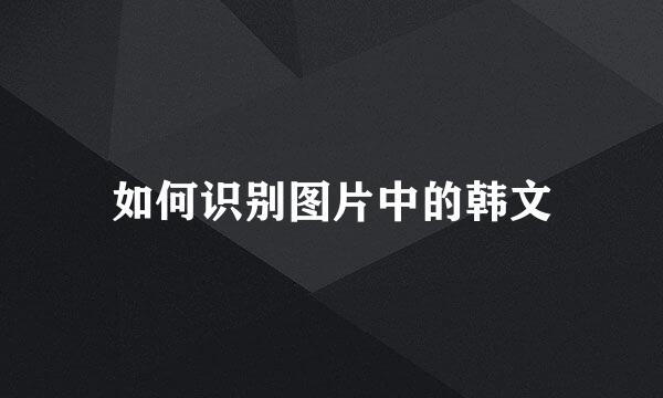 如何识别图片中的韩文