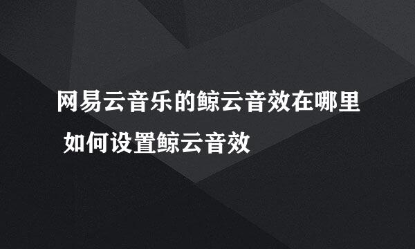 网易云音乐的鲸云音效在哪里 如何设置鲸云音效