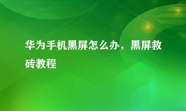 华为手机黑屏怎么办，黑屏救砖教程