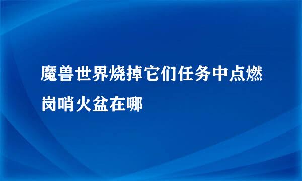 魔兽世界烧掉它们任务中点燃岗哨火盆在哪