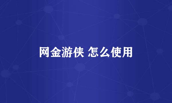 网金游侠 怎么使用