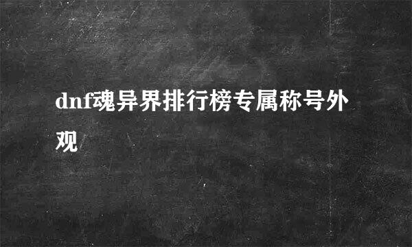 dnf魂异界排行榜专属称号外观