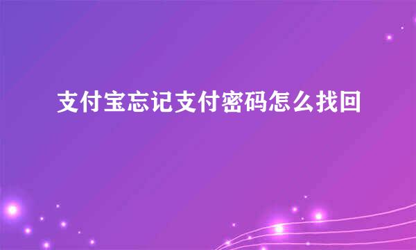 支付宝忘记支付密码怎么找回