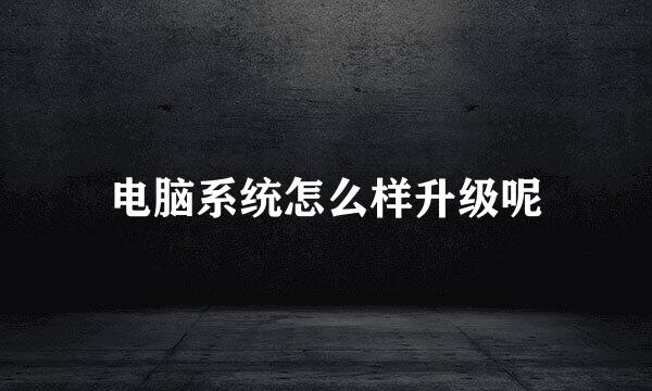 电脑系统怎么样升级呢