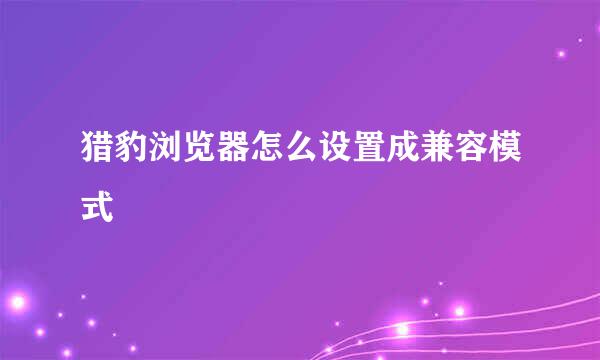猎豹浏览器怎么设置成兼容模式