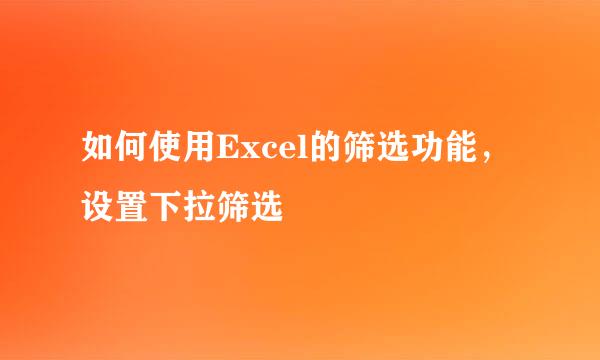 如何使用Excel的筛选功能，设置下拉筛选