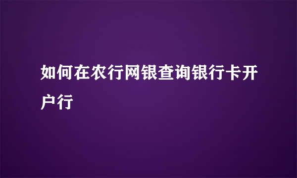 如何在农行网银查询银行卡开户行