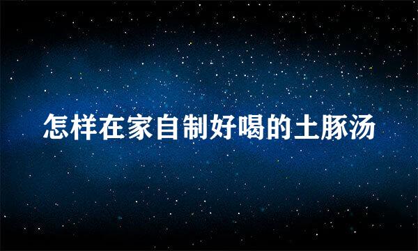 怎样在家自制好喝的土豚汤