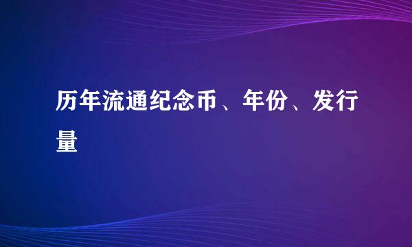 历年流通纪念币、年份、发行量