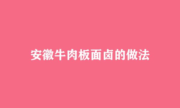 安徽牛肉板面卤的做法