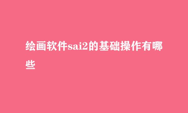 绘画软件sai2的基础操作有哪些