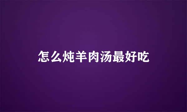 怎么炖羊肉汤最好吃