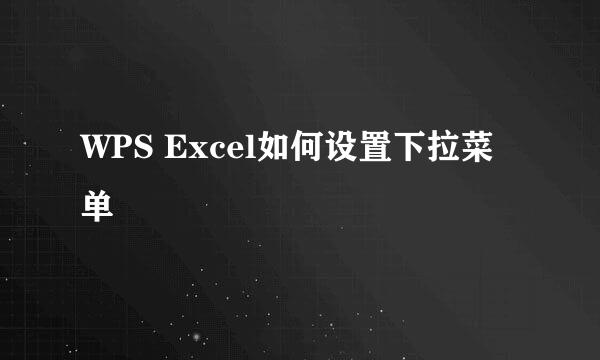 WPS Excel如何设置下拉菜单
