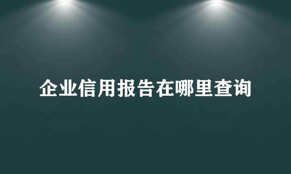 企业信用报告在哪里查询