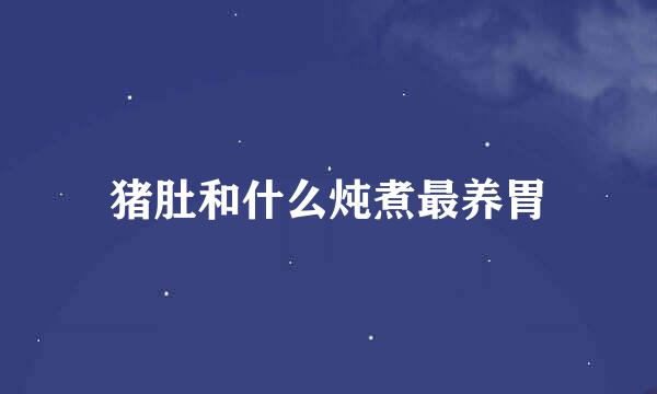猪肚和什么炖煮最养胃