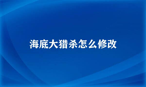 海底大猎杀怎么修改